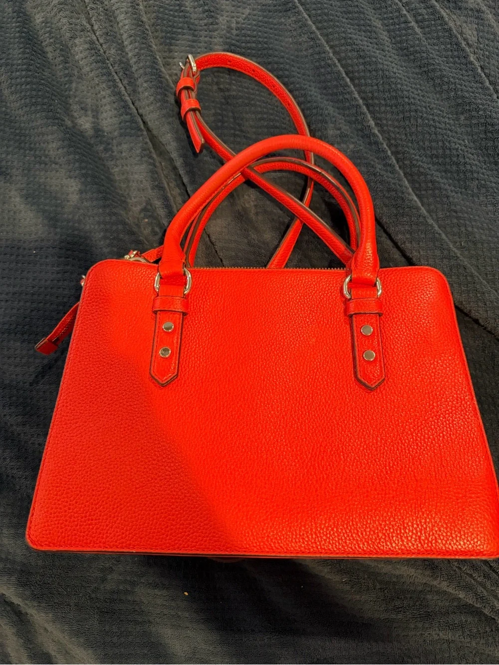 kate spade clementine Orange Leather Satchel with Matching Zip Wallet